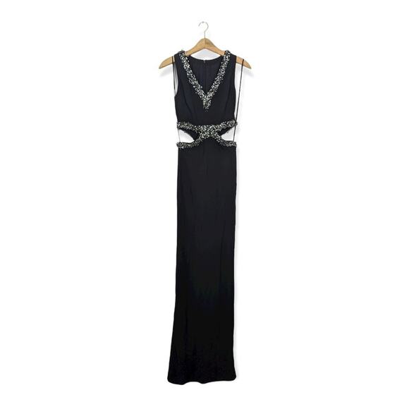 SemSem Dana Black Cut-Out Embellished Gown Size XS
